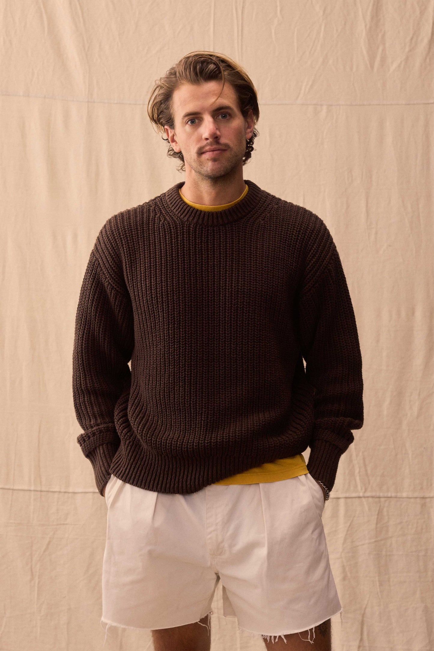 SALTER COTTON CREWNECK - DOWNTOWN BROWN